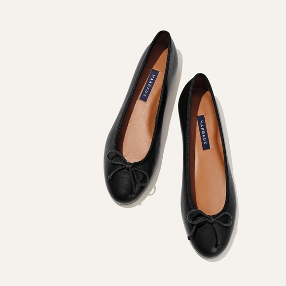Margaux Shoes - Margaux The Demi Black Nappa Leather Classic Chic Bow Ballet Flat Women's 37 N
